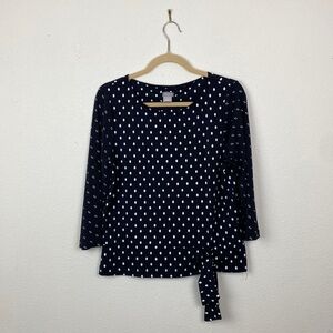 Chico's | Black and White Dot-Mix Side-Tie Top 1 (M/8)